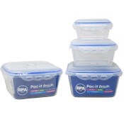 Wholesale - 3pc SQR. PLASTIC FOOD STORAGE CONTAINER SET PAC-IT FRESH C/P 24, UPC: 887030730059
